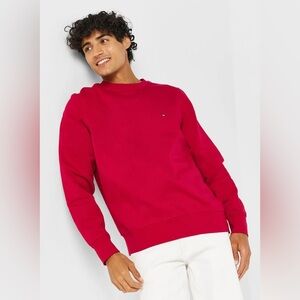 Tommy Hilfiger Red Crewneck Sweatshirt NWOT Classic Logo Pullover Men’s